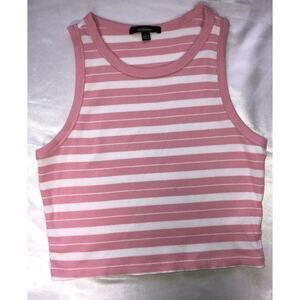 Abiance Cropped Tank Top Pink White Stripe Girls Size L